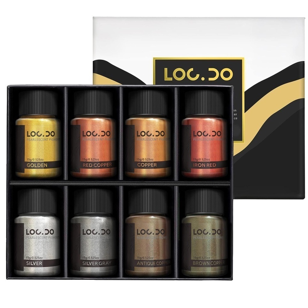 LOCDO Metallic Pigment Powder 8 Colors Shimmer Mica Powder Fine Pigment